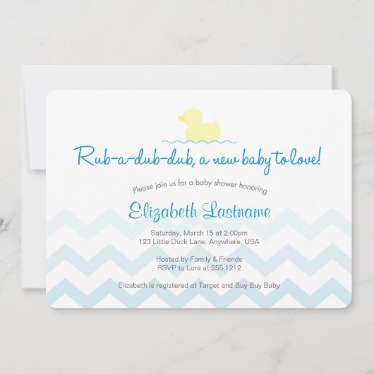 Uitnodiging voor Rubber Eendje Baby Shower (Voorkant)