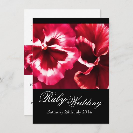 Uitnodiging voor Ruby Huwelijksfeest 40ste Verjaar (Voorkant / Achterkant)