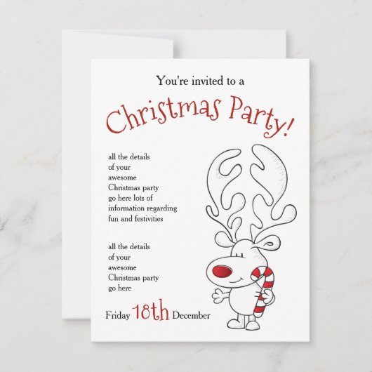 Uitnodiging voor Rudolph-feestje (Voorkant)