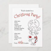 Uitnodiging voor Rudolph-feestje (Voorkant / Achterkant)