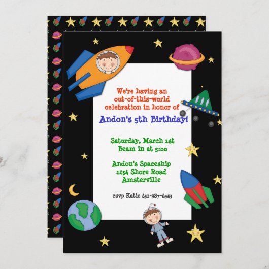 Uitnodiging voor ruimtevaart (Voorkant / Achterkant)