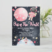 Uitnodiging voor Ruimtevaart Astronaut Meisje 'Bui (Staand voorkant)