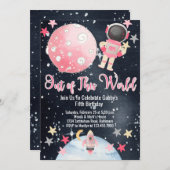 Uitnodiging voor Ruimtevaart Astronaut Meisje 'Bui (Voorkant / Achterkant)