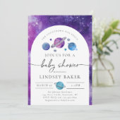 Uitnodiging voor ruimtevaart-Baby shower | Ruimtev (Staand voorkant)