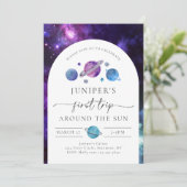 Uitnodiging voor ruimtevaart van meisjes | Ruimtev (Staand voorkant)