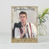 Uitnodiging voor Rustic Border Photo Graduparty (Staand voorkant)