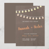 Uitnodiging voor Rustic Fairy Lights Wedding (Voorkant / Achterkant)