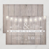 Uitnodiging voor Rustic Lights Wedding (Voorkant / Achterkant)
