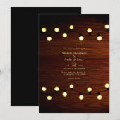 Uitnodiging voor Rustic Lights Wedding (Voorkant / Achterkant)