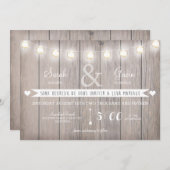 Uitnodiging voor Rustic Lights Wedding in het Fran (Voorkant / Achterkant)