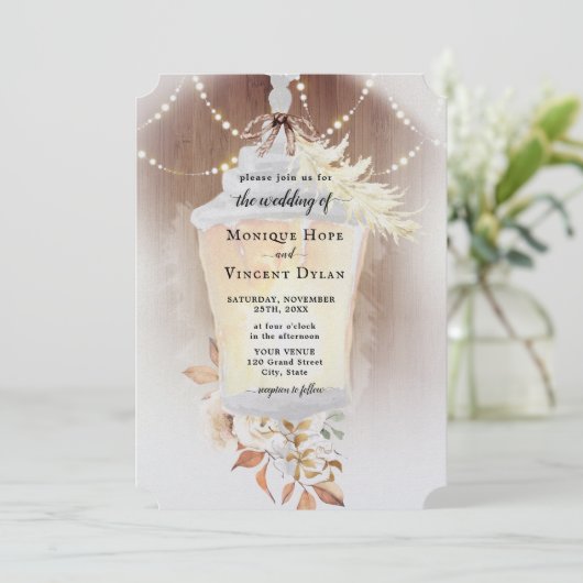 Uitnodiging voor Rustic Snow Lantern (Staand voorkant)