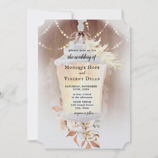 Uitnodiging voor Rustic Snow Lantern (Voorkant)