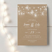 Uitnodiging voor Rustic String Lights Wedding