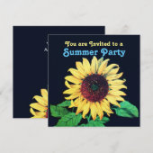 Uitnodiging voor Rustic Wedding Summer SUNFLOWER (Voorkant / Achterkant)