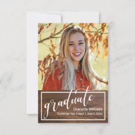 Uitnodiging voor Rustic Wood Photo Afstuderen