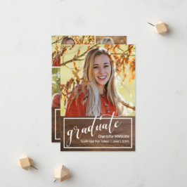 Uitnodiging voor Rustic Wood Photo Afstuderen