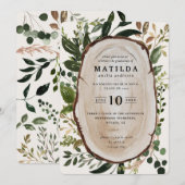 Uitnodiging voor Rustic wood slice graduation part (Voorkant / Achterkant)