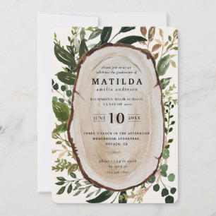 Uitnodiging voor Rustic wood slice graduation part