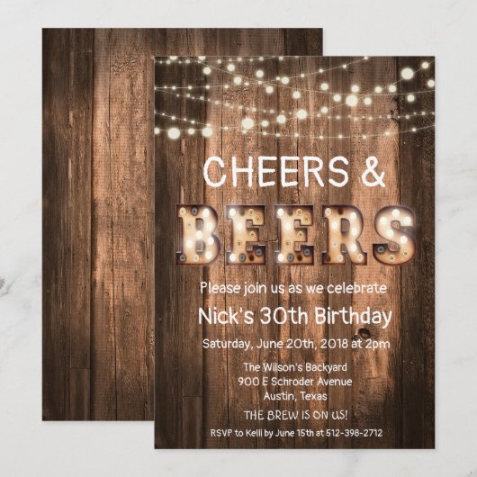 Uitnodiging voor Rustieke Cheers en Biertjes (Voorkant / Achterkant)