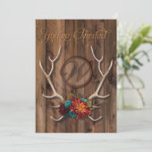 Uitnodiging voor rustige, antler bruiloft (Staand voorkant)