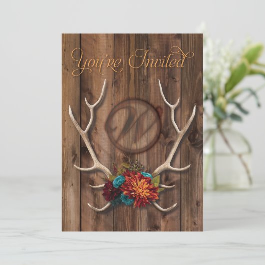 Uitnodiging voor rustige, antler bruiloft (Staand voorkant)
