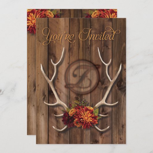 Uitnodiging voor rustige, antler bruiloft (Voorkant / Achterkant)