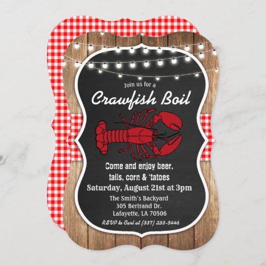 Uitnodiging voor Rustige Crawfish Boil (Voorkant / Achterkant)