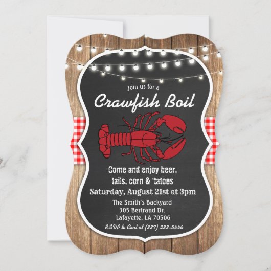 Uitnodiging voor Rustige Crawfish Boil (Voorkant)