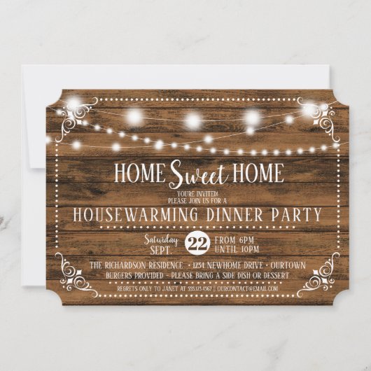 Uitnodiging voor Rustige Housewarming Dinner Party (Voorkant)