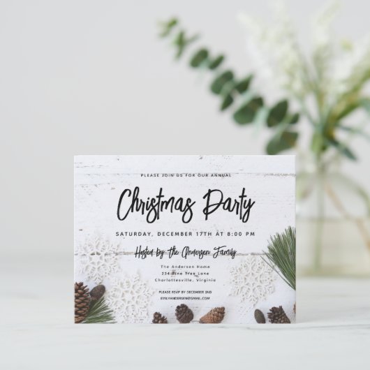Uitnodiging voor Rustige White Wood Kerstfeest (Staand voorkant)