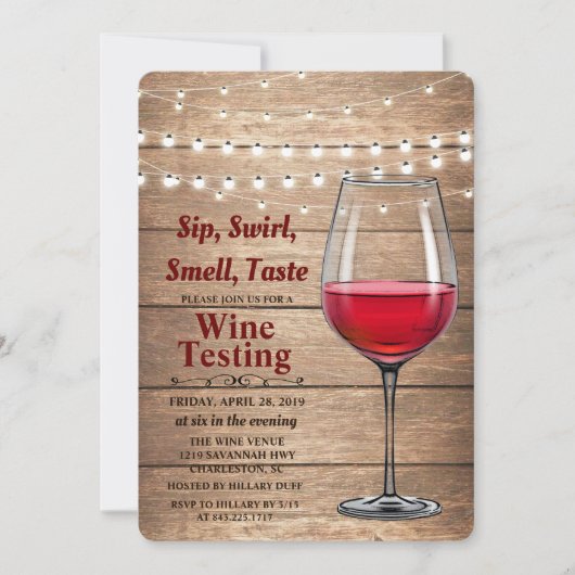 Uitnodiging voor Rustige Wijntest String Lights (Voorkant)