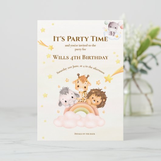 Uitnodiging voor Safari Animals Kinderen (Staand voorkant)