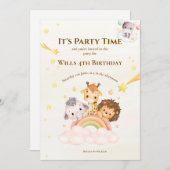 Uitnodiging voor Safari Animals Kinderen (Voorkant / Achterkant)