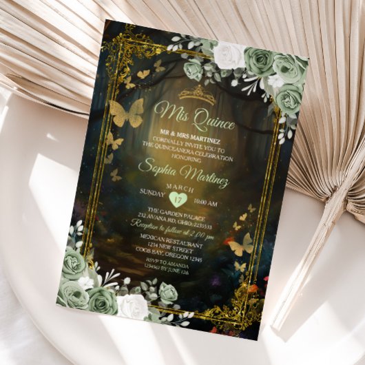 Uitnodiging voor Sage Green Forest Princess Quince