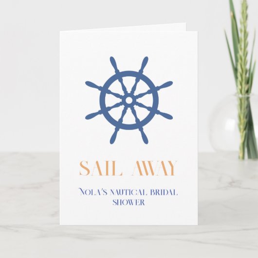Uitnodiging voor Sail Away Nautical Beach Bruidsdo (Voorkant)