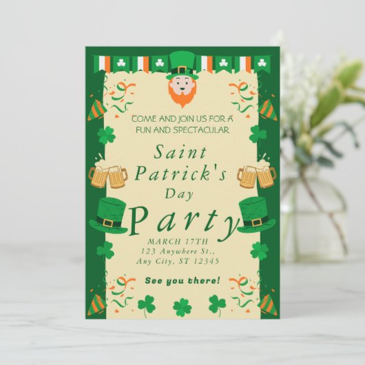 Uitnodiging voor Saint Patrick's Day Party (Staand voorkant)