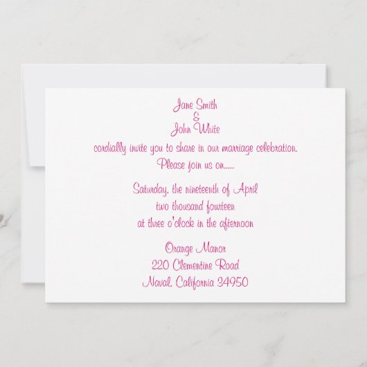 Uitnodiging voor Sakura Wedding (Achterkant)