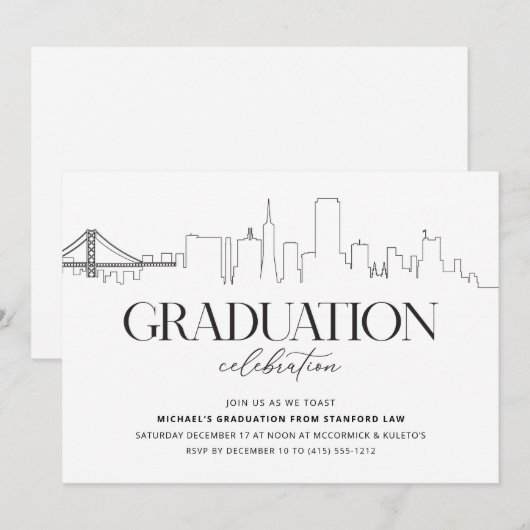 Uitnodiging voor San Francisco Graduation Party (Voorkant / Achterkant)