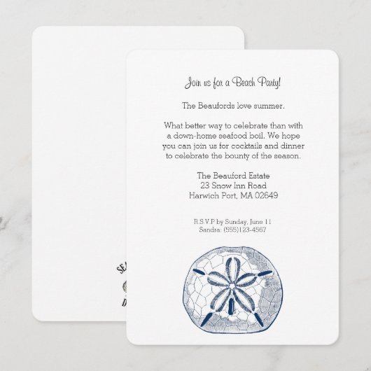 Uitnodiging voor Sand Dollar (Voorkant / Achterkant)