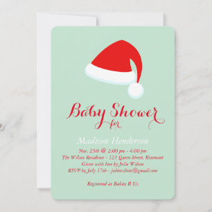 Uitnodiging voor Santa Baby shower - rood en groen
