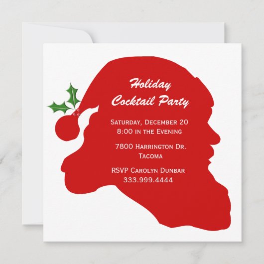 Uitnodiging voor Santa Head Holiday Party (Voorkant)