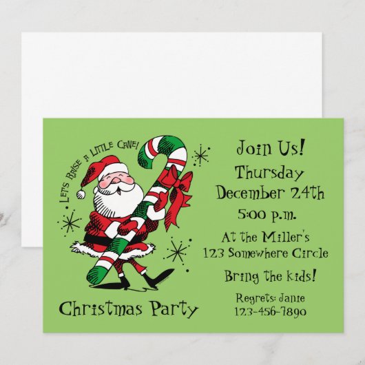 Uitnodiging voor Santa Raising Cane (Voorkant / Achterkant)