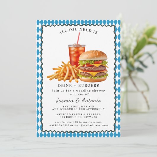 Uitnodiging voor sap en burgers (Staand voorkant)