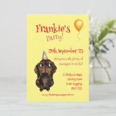 Uitnodiging voor Sausage Dog Feestje (Staand voorkant)