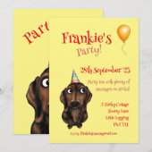 Uitnodiging voor Sausage Dog Feestje (Voorkant / Achterkant)