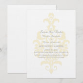 Uitnodiging voor 'Save the Date' met gele subtiele (Voorkant / Achterkant)