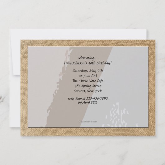 Uitnodiging voor saxofoon en bladmuziek (Achterkant)