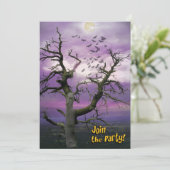 Uitnodiging voor Scary Bat Tree Halloween-partij (Staand voorkant)