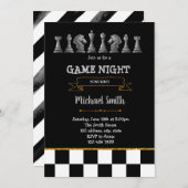 Uitnodiging voor schaakspelavondfeest (Voorkant / Achterkant)