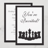 Uitnodiging voor schaakverjaardagsfeestje (Voorkant / Achterkant)